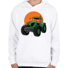 PRINTFASHION Traktor - Gyerek kapucnis pulóver - Fehér gyerek pulóver, kardigán