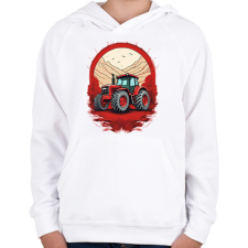 PRINTFASHION Traktor - Gyerek kapucnis pulóver - Fehér gyerek pulóver, kardigán