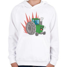 PRINTFASHION Traktor - Gyerek kapucnis pulóver - Fehér
