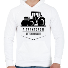 PRINTFASHION Traktor love - Férfi kapucnis pulóver - Fehér