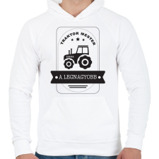 PRINTFASHION Traktor mester - A legnagyobb - Férfi kapucnis pulóver - Fehér férfi pulóver, kardigán