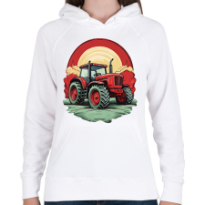 PRINTFASHION Traktor - Női kapucnis pulóver - Fehér női pulóver, kardigán