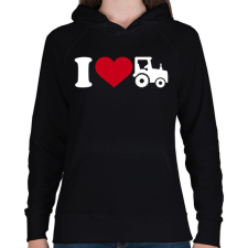 PRINTFASHION Traktor szerelem - Női kapucnis pulóver - Fekete női pulóver, kardigán
