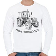 PRINTFASHION Traktorológus - Férfi pulóver - Fehér