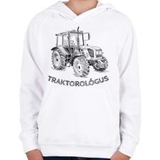 PRINTFASHION Traktorológus - Gyerek kapucnis pulóver - Fehér gyerek pulóver, kardigán