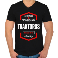 PRINTFASHION Traktoron prémium minőség - Férfi V-nyakú póló - Fekete férfi póló