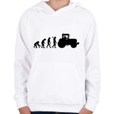 PRINTFASHION Traktoros evolúció - Gyerek kapucnis pulóver - Fehér
