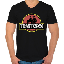 PRINTFASHION Traktoros - Férfi V-nyakú póló - Fekete férfi póló