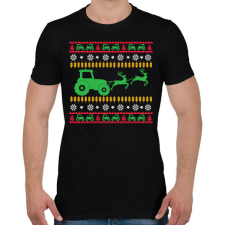 PRINTFASHION Traktoros karácsony - Férfi póló - Fekete férfi póló