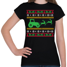PRINTFASHION Traktoros karácsony - Női póló - Fekete női póló