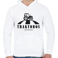 PRINTFASHION Traktoros legenda - Férfi kapucnis pulóver - Fehér férfi pulóver, kardigán
