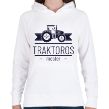 PRINTFASHION Traktoros mester - Női kapucnis pulóver - Fehér női pulóver, kardigán