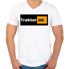 PRINTFASHION Traktoros pornhub - Férfi V-nyakú póló - Fehér férfi póló