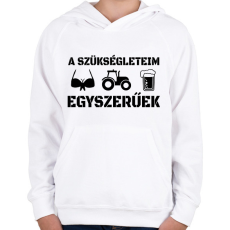 PRINTFASHION Traktoros szükségletek - Gyerek kapucnis pulóver - Fehér