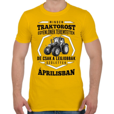 PRINTFASHION TRAKTOROS SZÜLINAP - Április - Férfi póló - Sárga