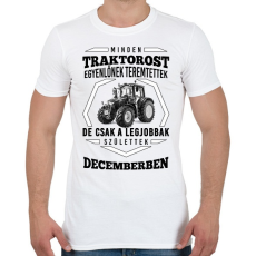 PRINTFASHION TRAKTOROS SZÜLINAP - December - Férfi póló - Fehér