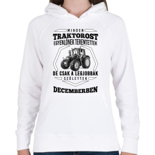 PRINTFASHION TRAKTOROS SZÜLINAP - December - Női kapucnis pulóver - Fehér női pulóver, kardigán