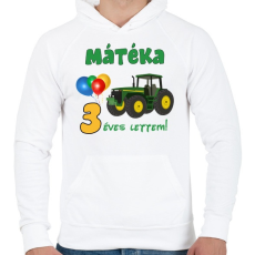 PRINTFASHION Traktoros szülinap - Férfi kapucnis pulóver - Fehér