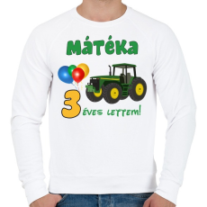 PRINTFASHION Traktoros szülinap - Férfi pulóver - Fehér