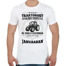 PRINTFASHION TRAKTOROS SZÜLINAP - Január - Férfi póló - Fehér férfi póló