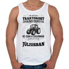 PRINTFASHION traktoros szülinap - július - Férfi atléta - Fehér atléta, trikó