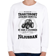PRINTFASHION traktoros szülinap - július - Gyerek pulóver - Fehér gyerek pulóver, kardigán