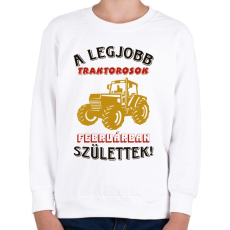 PRINTFASHION Traktoros szülinapja február - Gyerek pulóver - Fehér