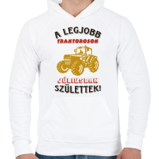 PRINTFASHION Traktoros szülinapja július - Férfi kapucnis pulóver - Fehér férfi pulóver, kardigán