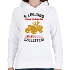 PRINTFASHION Traktoros szülinapja július - Női kapucnis pulóver - Fehér