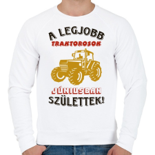 PRINTFASHION Traktoros szülinapja június - Férfi pulóver - Fehér férfi pulóver, kardigán