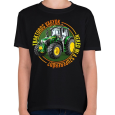 PRINTFASHION Traktoros vagyok, neked mi a szupererőd? - Gyerek póló - Fekete