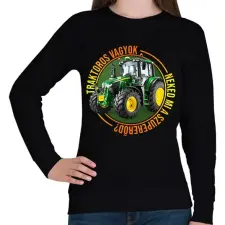 PRINTFASHION Traktoros vagyok, neked mi a szupererőd? - Női pulóver - Fekete női pulóver, kardigán