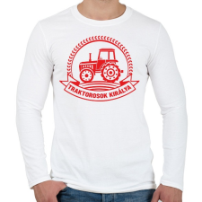 PRINTFASHION Traktorosok királya - Piros - Férfi hosszú ujjú póló - Fehér férfi póló
