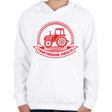 PRINTFASHION Traktorosok királya - Piros - Gyerek kapucnis pulóver - Fehér gyerek pulóver, kardigán