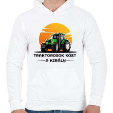 PRINTFASHION Traktorosok közt a király - Férfi kapucnis pulóver - Fehér