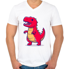 PRINTFASHION Trex dínó - Férfi V-nyakú póló - Fehér férfi póló
