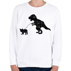 PRINTFASHION Trex kutyát sétáltat - Gyerek pulóver - Fehér