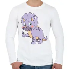 PRINTFASHION Triceratopsz - Férfi hosszú ujjú póló - Fehér