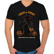 PRINTFASHION Trick or Treat demogorgon - Férfi V-nyakú póló - Fekete