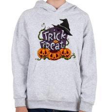 PRINTFASHION Trick or Treat - Gyerek kapucnis pulóver - Sport szürke