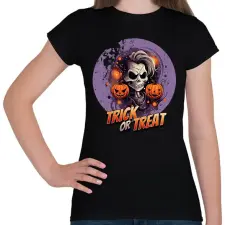 PRINTFASHION Trick or Treat skull - Női póló - Fekete női póló