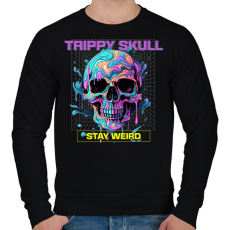 PRINTFASHION Trippy Skull - Férfi pulóver - Fekete
