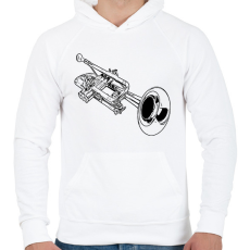 PRINTFASHION trombita - Férfi kapucnis pulóver - Fehér