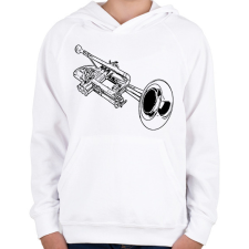 PRINTFASHION trombita - Gyerek kapucnis pulóver - Fehér gyerek pulóver, kardigán