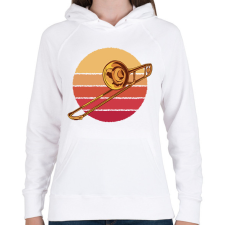 PRINTFASHION Trombita - Női kapucnis pulóver - Fehér női pulóver, kardigán