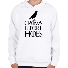 PRINTFASHION Trónok Harca- Crows before hoes - Gyerek kapucnis pulóver - Fehér gyerek pulóver, kardigán