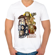PRINTFASHION Trónok Harca - Férfi V-nyakú póló - Fehér