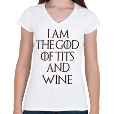 PRINTFASHION Trónok harca-God of ... - Női V-nyakú póló - Fehér