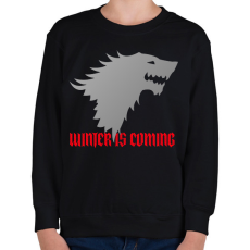PRINTFASHION Trónok Harca - winter is coming - Gyerek pulóver - Fekete