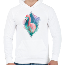 PRINTFASHION Tropical leaves - Férfi kapucnis pulóver - Fehér férfi pulóver, kardigán